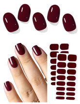 AutyaMee semi-cured nail strips wine red N02 on box for lasting salon-style nails