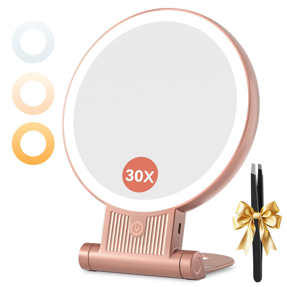 Auxmir 1x/30x magnifying mirror with light for precise brows