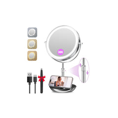 Auxmir large makeup mirror dual-sided with 1x and 30x for everyday and detailed tasks.