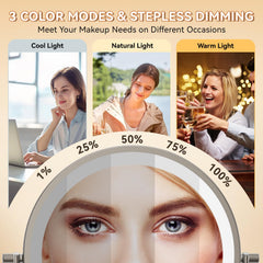 Auxmir makeup mirror 30X magnifying side helps precise detail work.