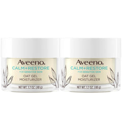Aveeno Calm + Restore oat gel facial moisturizer pack-2, daily soothing hydration.