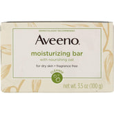 Aveeno Gentle Moisturizing Bar pack close-up illustrating soothing dry-skin cleansing.