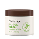 Aveeno Positively Radiant jar closeup showcasing the lightweight gel texture for daily hydration
