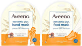 Aveeno Repairing CICA Foot Mask slippers on feet provide soothing moisture.