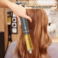 AVENHO 5 in 1 Hot Air Brush curling wrap showcases quick, natural-looking curls.