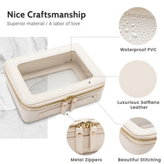 Aveniee Clear Makeup Bag PU leather texture conveys durability and premium feel