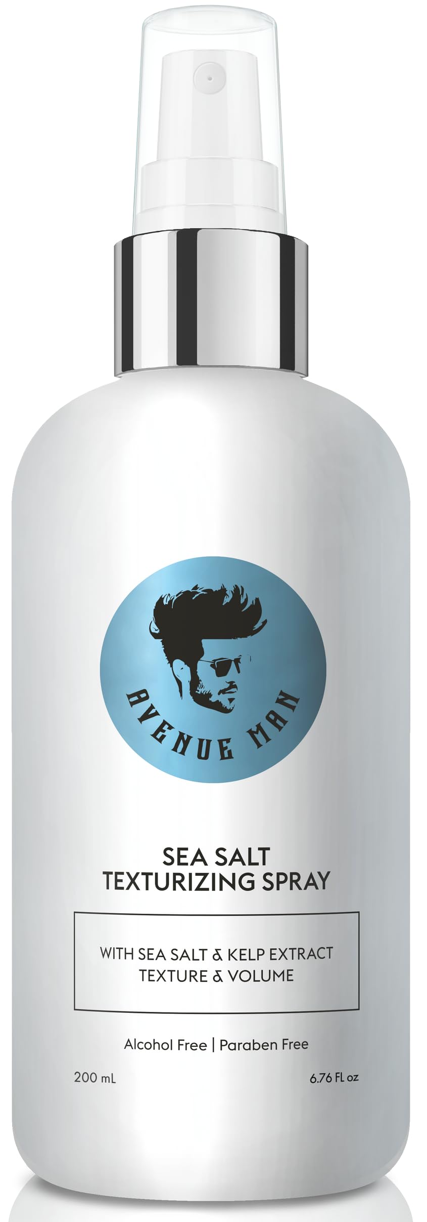 Avenue Man Sea Salt Spray bottle highlights weightless volume and texture for daily styling