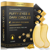 AVJONE packaging for 24K Gold Under Eye Patches shows radiant hydration and convenience