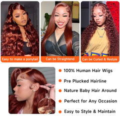 Avolo 28-inch reddish brown lace front wig closehairline reveals pre-plucked edges