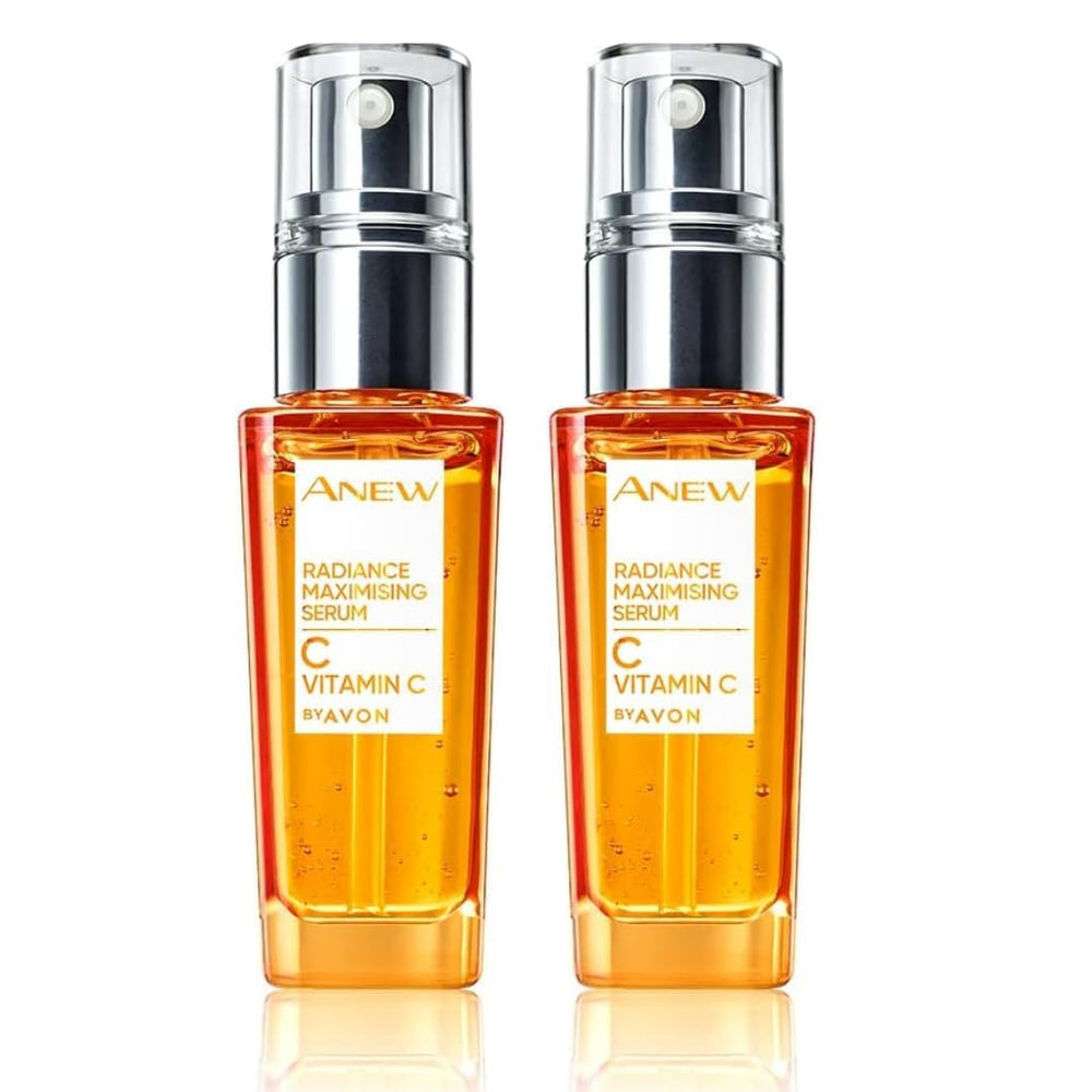 AVON Anew Vitamin C Radiance Serum Maximizing two-pack bottles for consistent brightening and daily skincare.