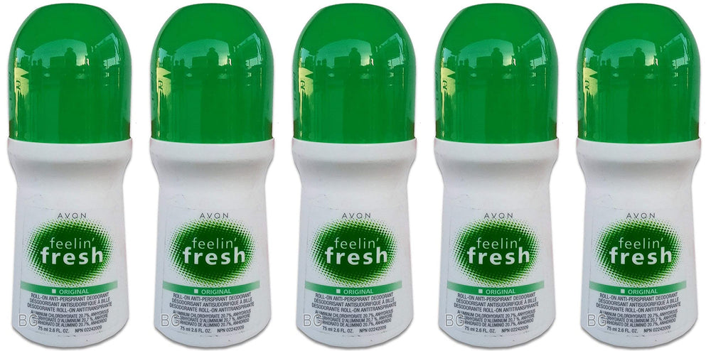 AVON Feelin Fresh deodorant 1.7oz 5-pack pack shot for all-day freshness and value.