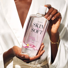AVON Skin So Soft emollient texture close-up highlighting smooth skin benefits