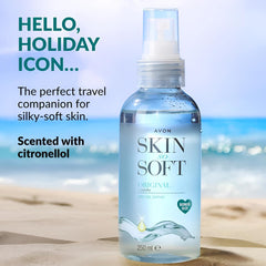 AVON Skin So Soft Dry Oil Spray in action for fast moisturization