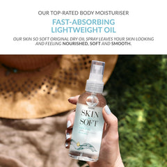 AVON Skin So Soft Original Dry Oil Spray featuring jojoba oil as a nourishing ingredient.