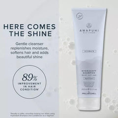 Awapuhi Wild Ginger HydraSoft Shampoo ingredients list with hyaluronic acid and vegan collagen.