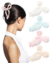 AWAYTR 4-pcs acrylic bow clips large 4.3-inch close-up with glossy durable finish for daily wear