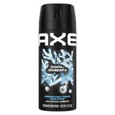 AXE Cool Ocean bottle front view showing aluminum-free formula for all-day odor protection