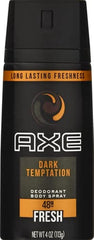 AXE Dark Temptation spray can closeup for a long-lasting everyday scent.