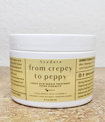 AYADARA Crepey Skin Repair Cream application on arm shows tightening and smoothing.