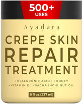 AYADARA Crepey Skin Repair Cream bottle demonstrates firming and hydrating action.