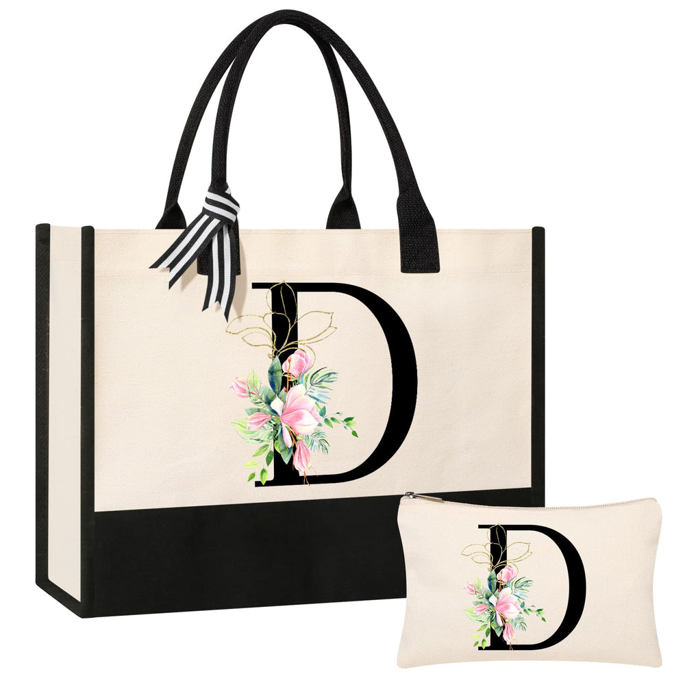AYGE personalized initials canvas beach tote with monogram customization for everyday errands.