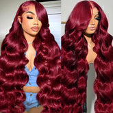 AYNISS V WIGS 30 inch burgundy body wave lace front wig for natural movement