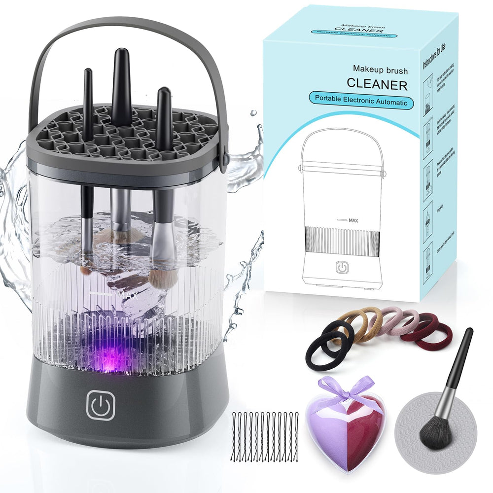 Azang electric makeup brush cleaner 9000rpm cleans brushes and sponges quickly for a spotless makeup kit.