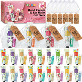 AZEN 120-set bulk gifts featuring hand cream and lip balm in organza bags for wedding favors