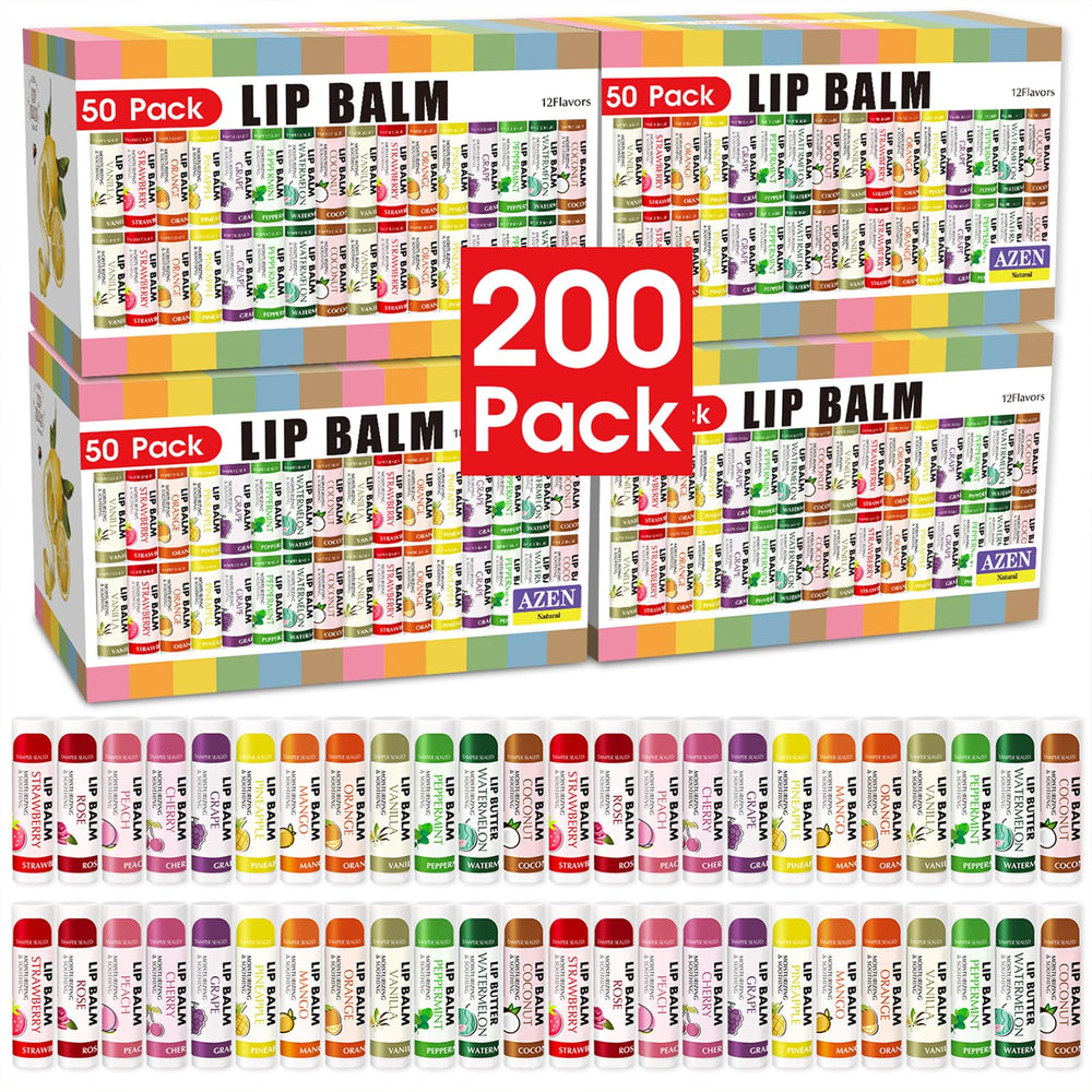 AZEN lip balm bulk 200-pack display for retailers delivering consistent lip hydration.