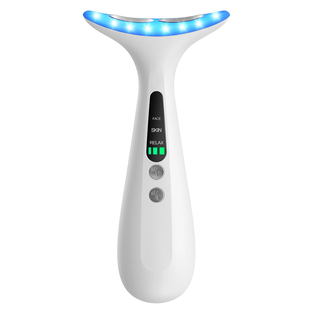 AZMAVO facial and neck massager milky white overview for at home skincare routine