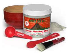 Aztec Secret essential Indian clay mask kit packaging highlights durable eco-friendly design for easy storage.