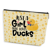 Azteoiz cute duck makeup bag top view, ideal for travel organization of essentials.