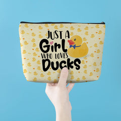 Azteoiz animal lover gift duck pouch used as toiletries bag during trips.