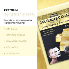 Azure Cosmetics 24K Gold Caviar mask close-up shows luxe texture for hydrating care