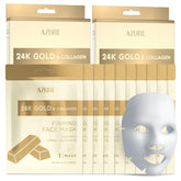 Azure Cosmetics 24K Gold Firming Face Mask packaging highlights premium hydration.
