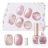 AZUREBEAUTY cat eye polish pink shimmer bottle close-up for quick at-home manicure