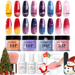 AZUREBEAUTY color-changing dip powder kit shows temperature-based color shifts for playful nails.