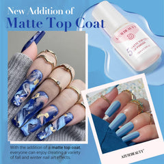 AZUREBEAUTY dip powder liquids base activator topcoat shown for no-lamp curing.