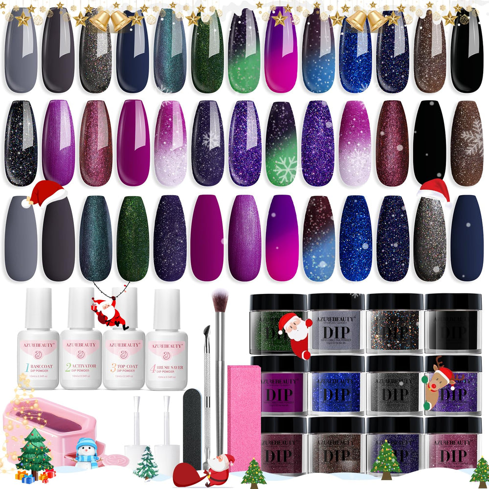 AZUREBEAUTY dip powder color collection with vibrant shades for salon-quality nails