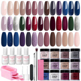 AZUREBEAUTY dip powder 20-color palette swatches for versatile nail art options.