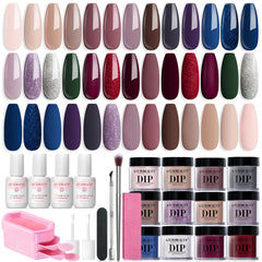 AZUREBEAUTY dip powder 20-color palette swatches for versatile nail art options.
