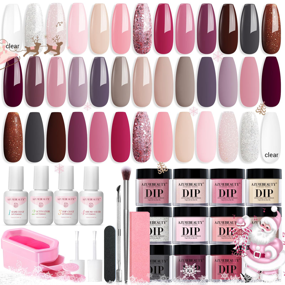 AZUREBEAUTY dip powder kit with 20 colors for versatile at-home nail art