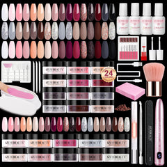 AZUREBEAUTY dip powder kit color swatches: 24 chic hues for nail art inspiration.