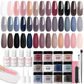 AZUREBEAUTY dip powder kit all colors showcased for versatile nail art at home.