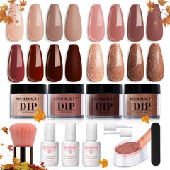 AZUREBEAUTY dip powder nail kit colors nude brown for natural, long-lasting manicure
