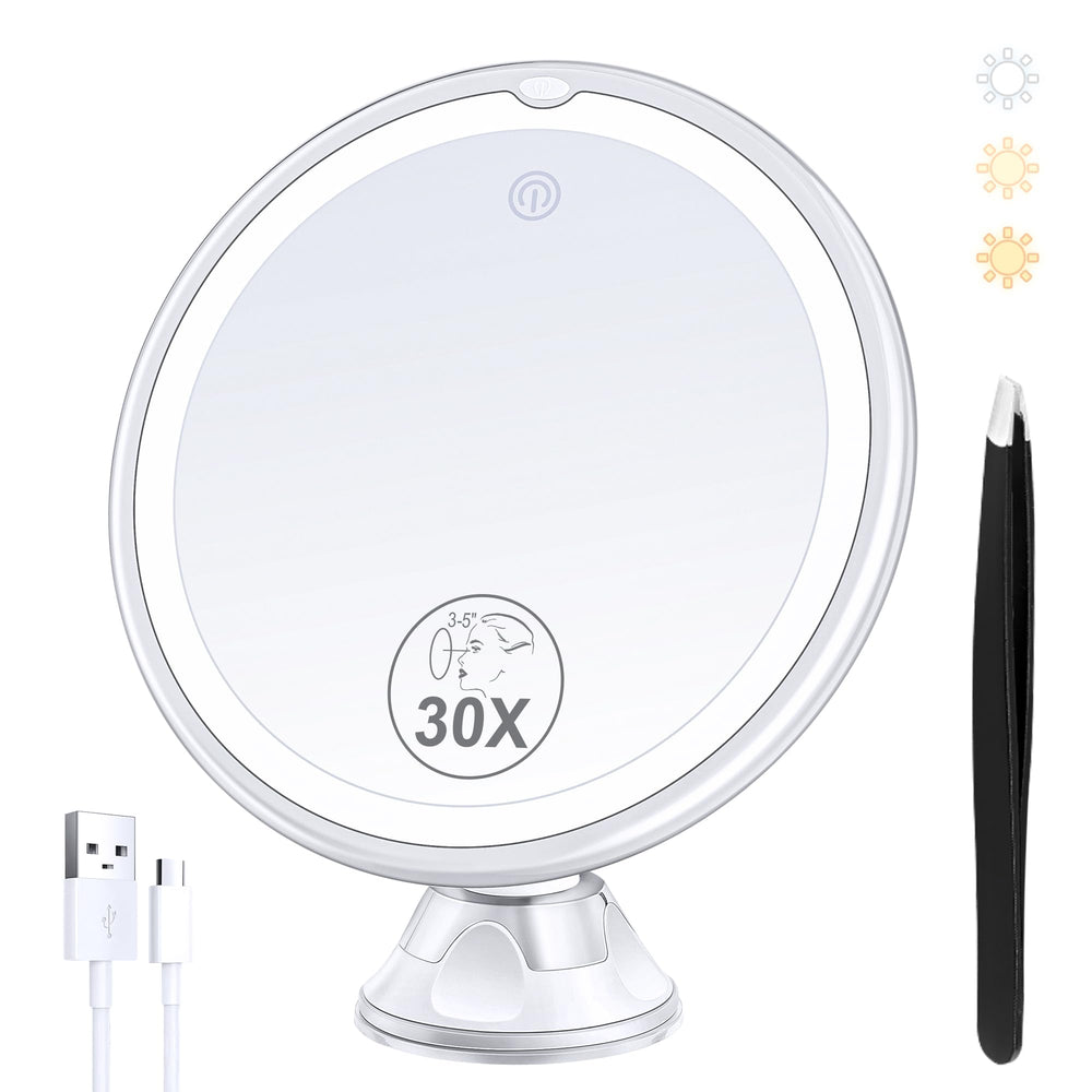 B Beauty Planet lighted makeup mirror 30x magnification for precise makeup.