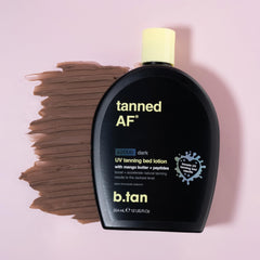 B.TAN UV Tanning Bed Lotion bottle showcasing its appealing design.