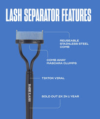 Babe Original Pro Eyelash Separator base-lash-wiggle highlights proper technique at lash line for precise results.