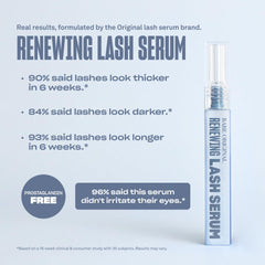 BABE ORIGINAL Renewing Lash Serum packaging box conveys plant-powered, cruelty-free branding.