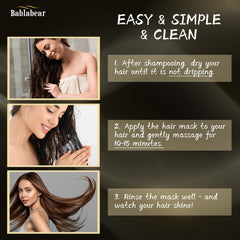 Bablabear Hair Mask application demo on towel-dried hair.